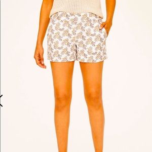 LOFT White Floral Twill Shorts with 4” Inseam